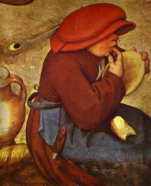 Oil painting:The Peasant Wedding. Detail. 1567