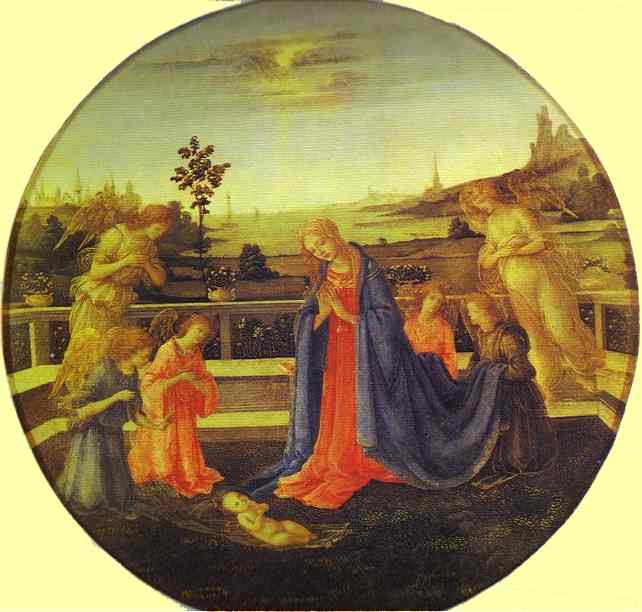 Oil painting:Adoration of the Child. 1480