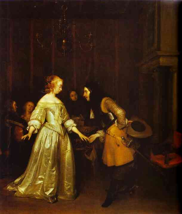 Oil painting:A Dancing Couple. c. 1660