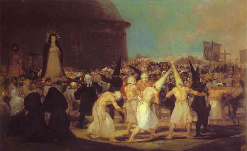 Oil painting:A Procession of Flagellants. c. 1812