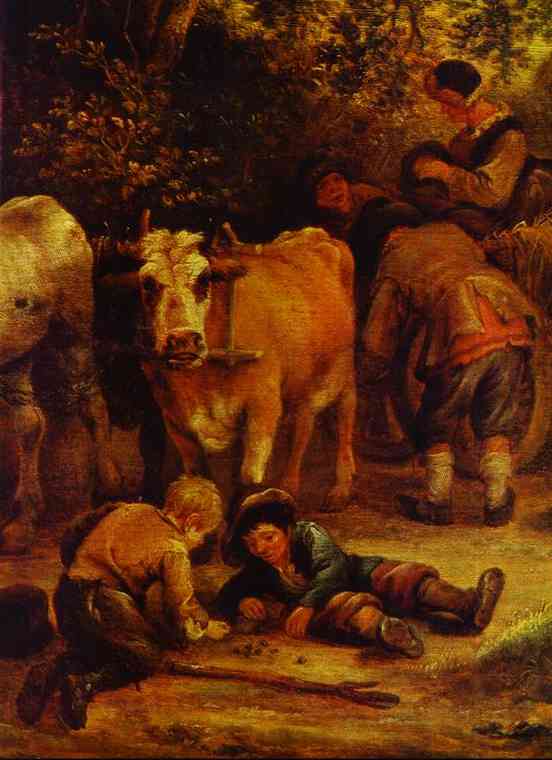 Oil painting:A Village Inn. Detail. 1646