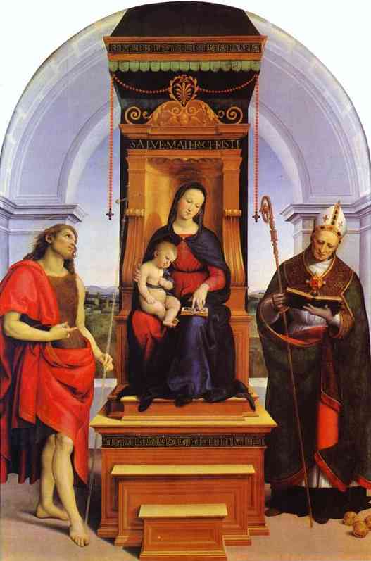 Oil painting:Ansidei Madonna. c.1505