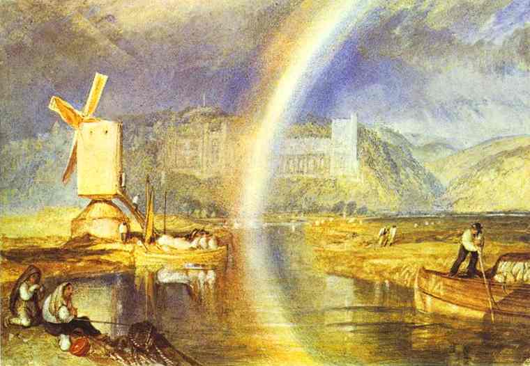 Oil painting:Arundel Castle, with Rainbow. c. 1824