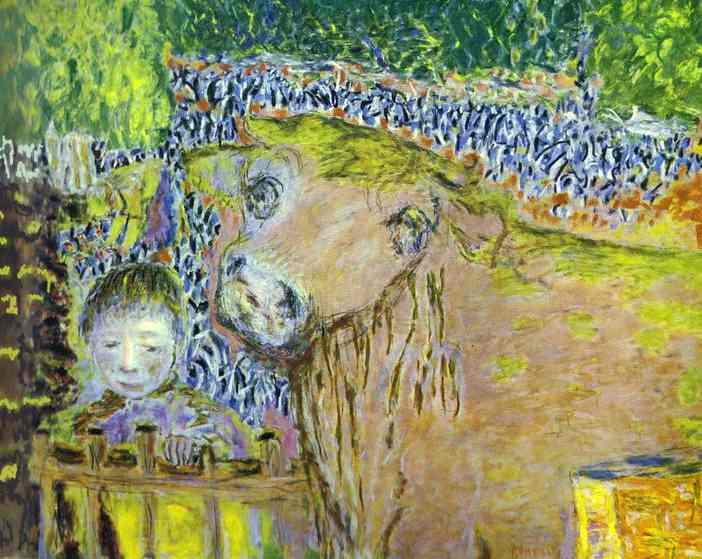 Oil painting:Bull and Child. 1945