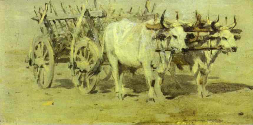 Oil painting:Cart for the Wounded. 1877