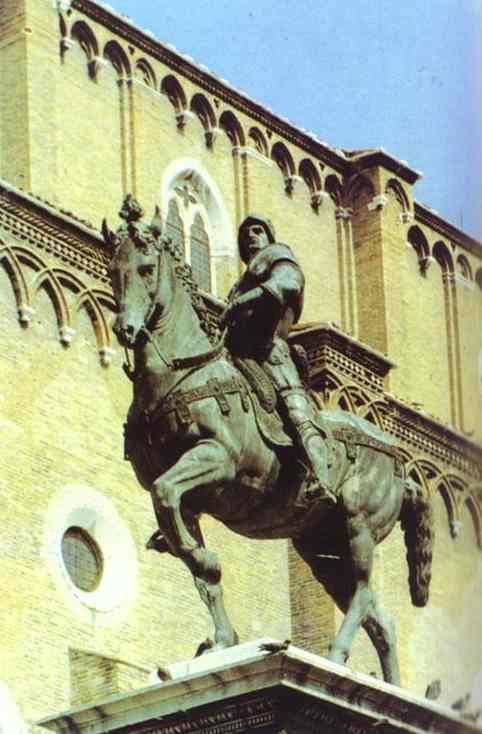Oil painting:Equestrian Monument of Colleoni. c. 1483