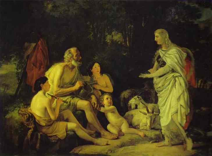 Oil painting:Erminia and the Shepherds. Unfinished. 1824