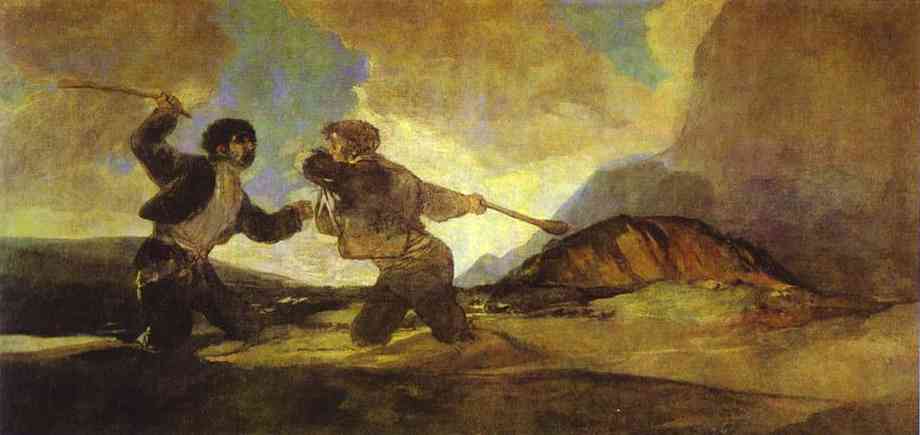 Oil painting:Fight with Clubs. 1820