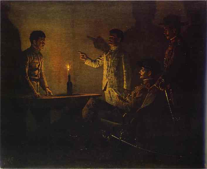 Oil painting:Interrogation of a Deserter. c.1901