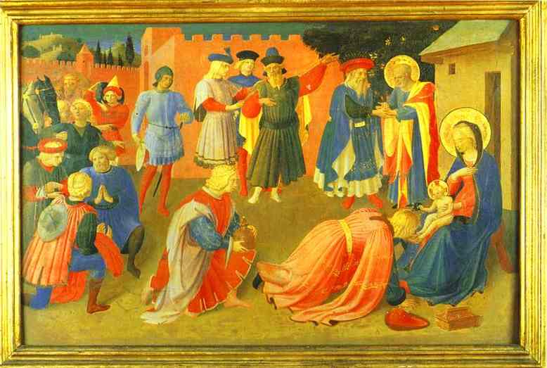 Oil painting:Linaiuoli Tabernacle: Adoration of the Magi. Predella. 1433