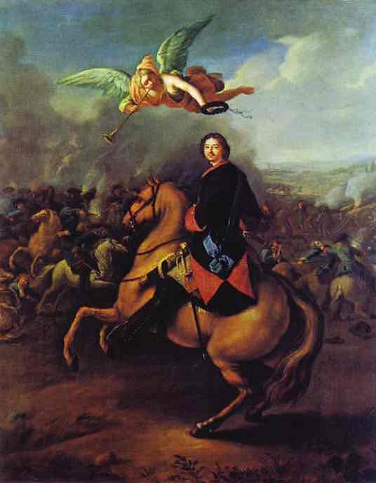 Oil painting:Peter the Great During the Battle of Poltava. 1710