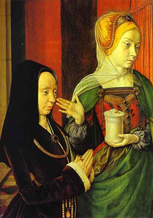 Oil painting:Portrait Presumed to be of Madeleine of Burgundy Presented by St. Madeleine.