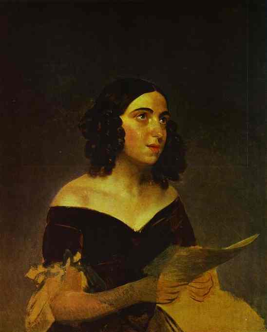 Oil painting:Portrait of Singer A. Ya. Petrova. 1841