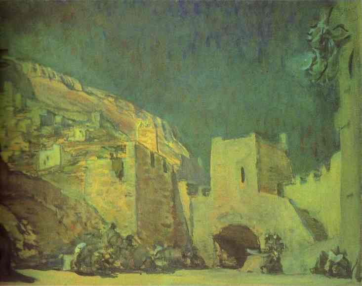 Oil painting:Set design for the Opera Judith by Alexander Serov. 1907