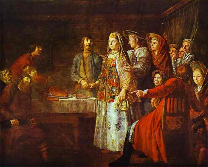 Oil painting:Signing of Marriage Contract. 1777