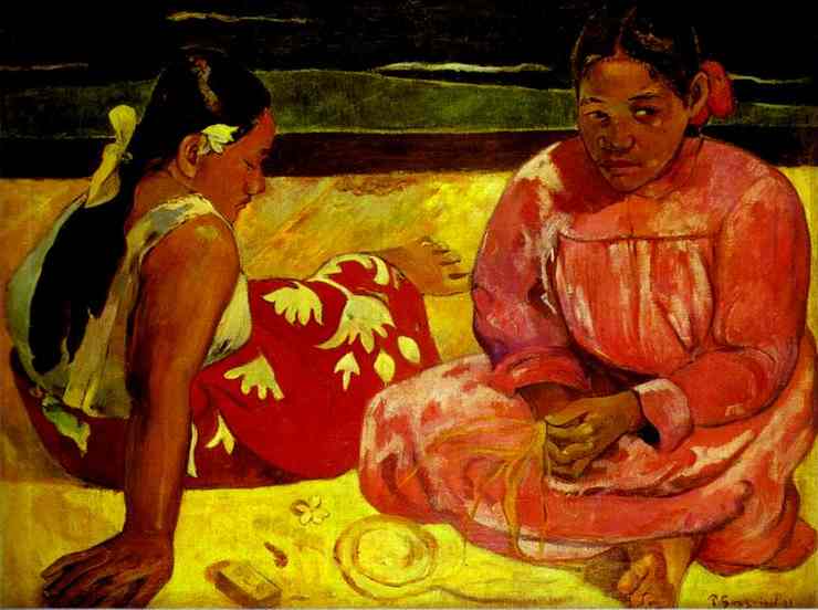 Oil painting:Tahitian Women (On the Beach). 1891