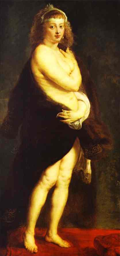 Oil painting:The Fur Cloak (Helene Fourment). 1636