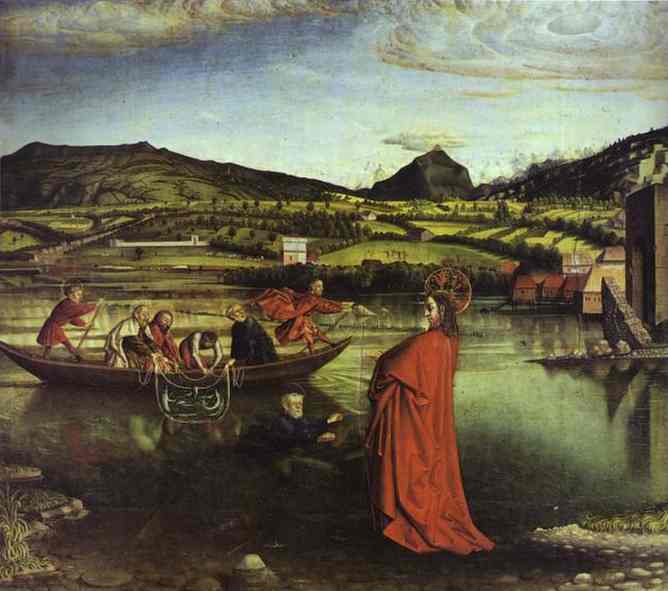 Oil painting:The Miraculous Draught of Fishes. 1444