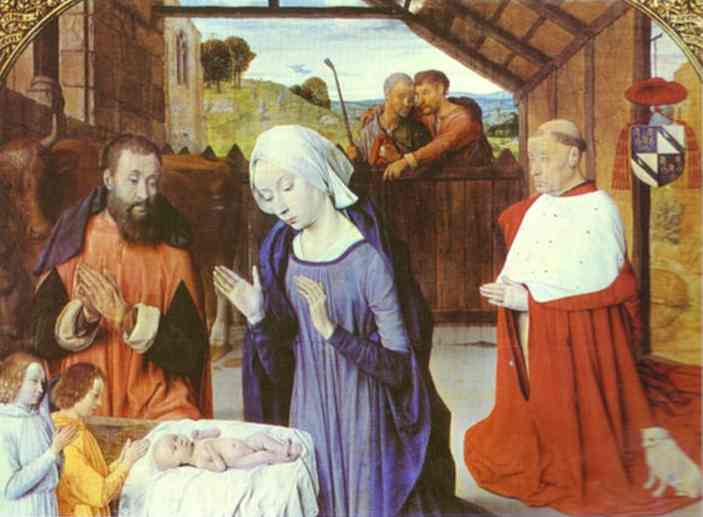 Oil painting:The Nativity of Cardinal Jean Rolin. 1480