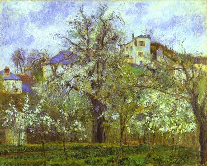 Oil painting:Vegetable Garden and Trees in Blossom, Spring, Pontoise. 1877