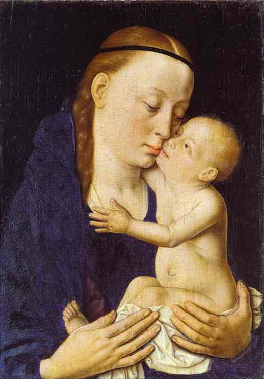 Oil painting:Virgin and Child. Oil on wood. The Metropolitan Museum of Art,