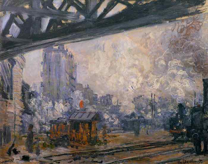 Oil painting for sale:Exterior View of the Saint-Lazare Station , 1877