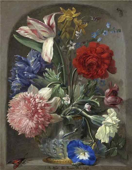 Oil painting for sale:Flowers in a vase in a stone niche 2, 1719