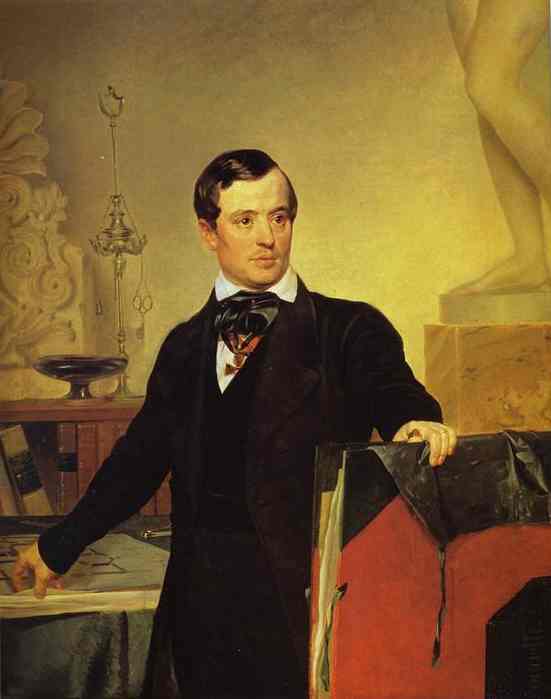 Oil painting:Portrait of the Architect and Painter Alexander Brulloff. Not later then 1841