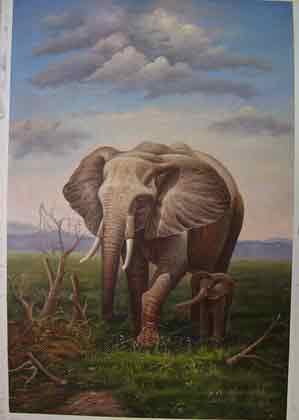 Oil painting for sale:elephant-012