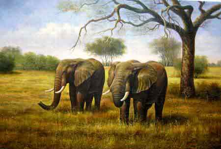 Oil painting for sale:elephant-017