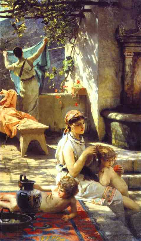 Oil painting:By a Pool. 1895