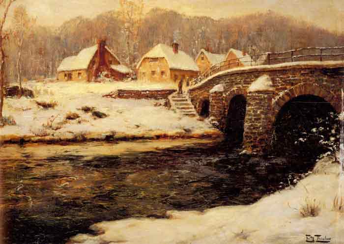 Oil painting for sale:A Stone Bridge Over A Stream In Winter