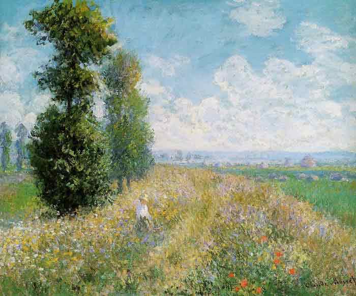 Oil painting for sale:Meadow with Poplars aka Poplars near Argenteuil , 1875