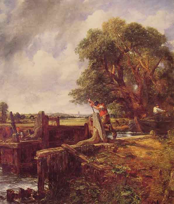 Oil painting for sale:A Boat Passing a Lock, 1823-1825