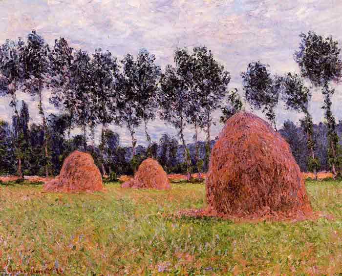 Oil painting for sale:Haystacks, Overcast Day , 1884