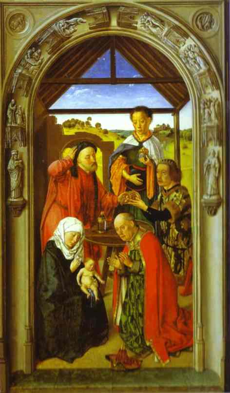 Oil painting:The Adoration of the Magi. c. 1445