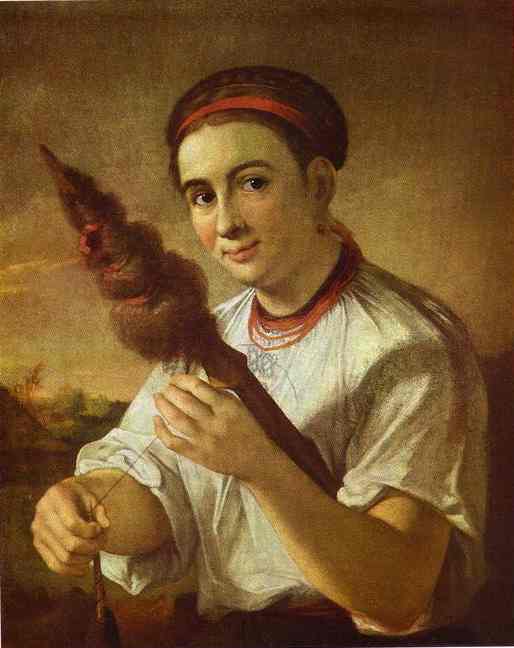 Oil painting:A Spinner. 1820s