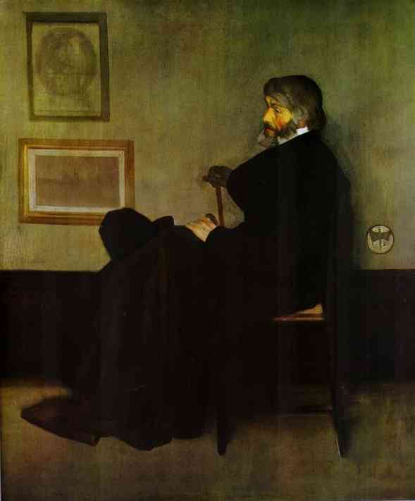 Oil painting:Arrangement in Gray and Black No.2: Portrait of Thomas Carlyle. 1872