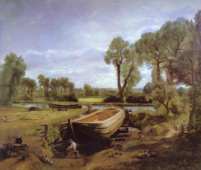 Oil painting:Boatbuilding. 1814