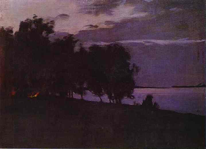 Oil painting:Bonfire. 1890
