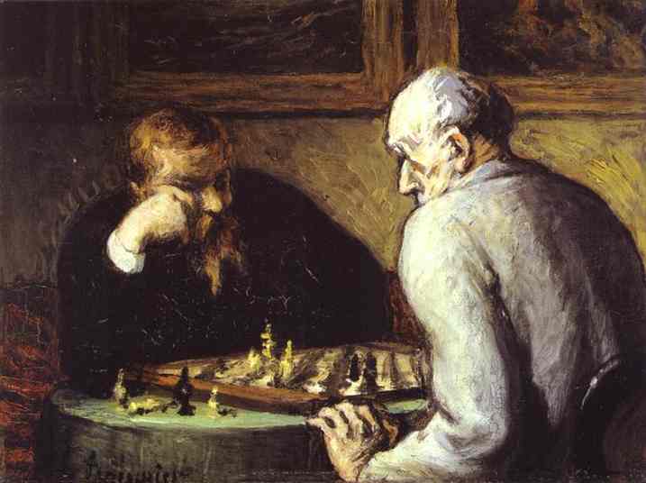 Oil painting:Chess-Players. c. 1863