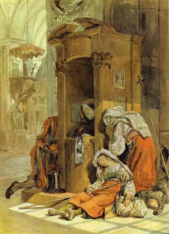 Oil painting:Confession of an Italian Woman. 1827