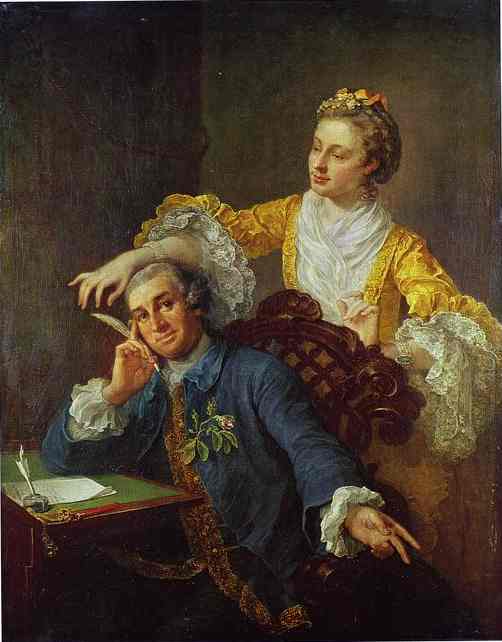 Oil painting:David Garrick with His Wife Eva-Maria Veigel La Violette or Violette. 1757