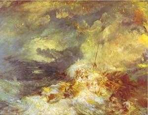 Oil painting:Fire at Sea. 1835