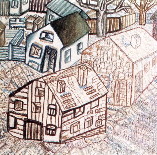 Oil painting:Houses. 1920