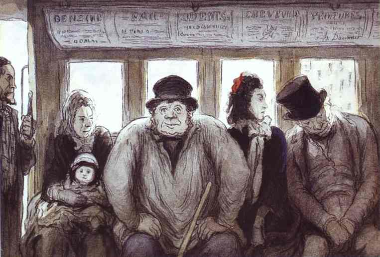 Oil painting:In the Omnibus. 1864