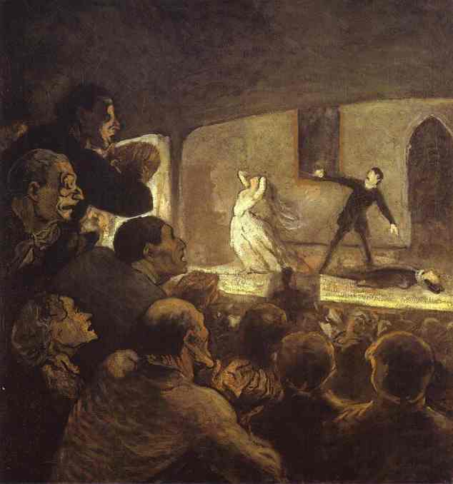 Oil painting:In the Theater. c. 1860