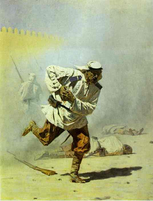 Oil painting:Mortally Wounded. 1873