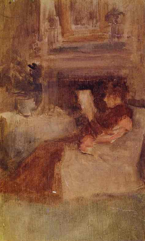 Oil painting:Mrs. Charles Wibley Reading. 1894
