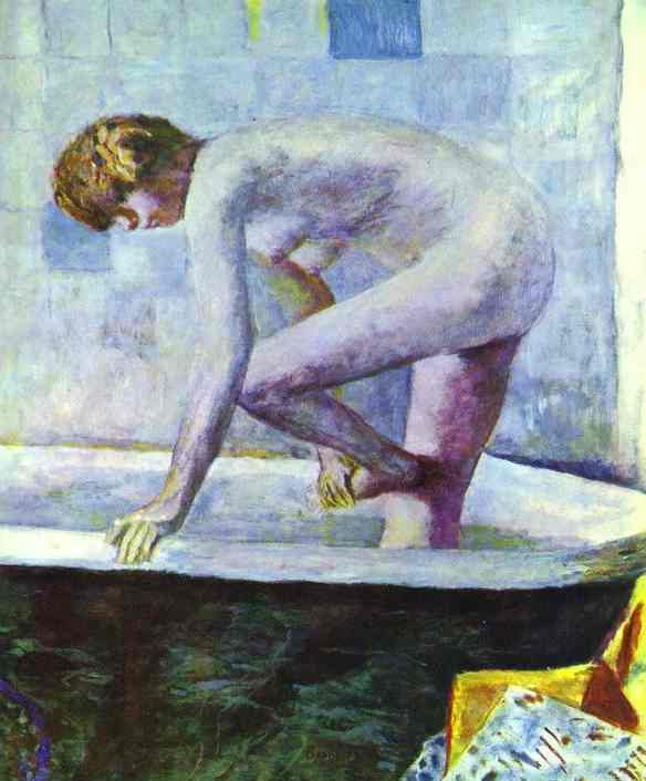 Oil painting:Nude Washing Feet in a Bathtub. 1920